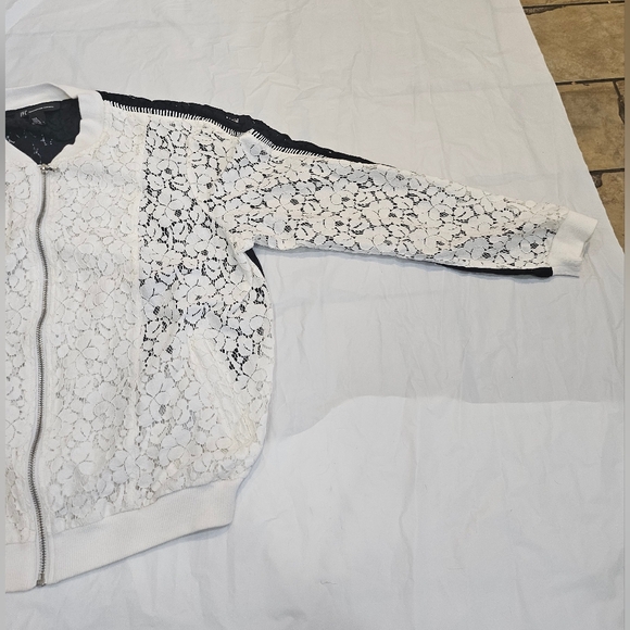 INC,Woman,Spring Casual Jacket,Black-White,Sz L,Cotton-Nylon, Elastic lace,Zip. - Picture 9 of 10